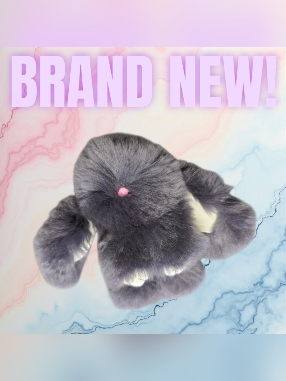 Gray Plush Bunny Bag Charm